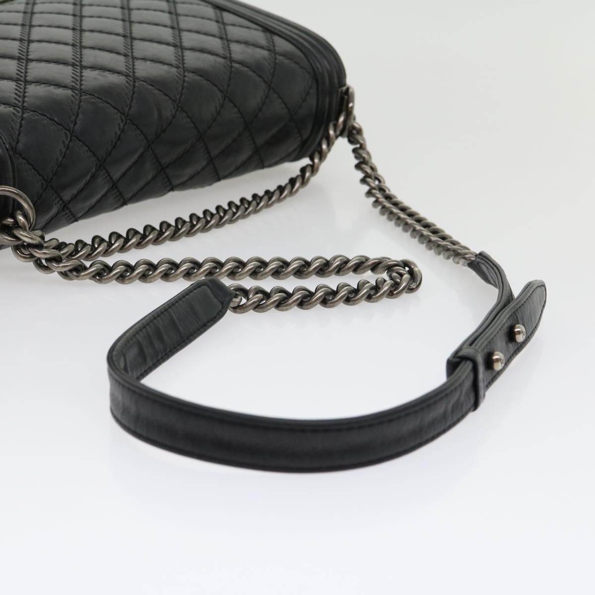 CHANEL Big Matelasse Boy  Chain Shoulder Bag Lamb Skin Black  30943A