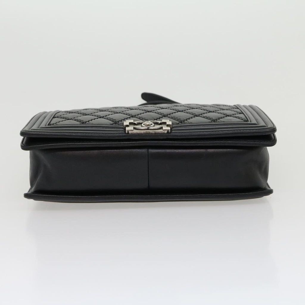CHANEL Big Matelasse Boy  Chain Shoulder Bag Lamb Skin Black  30943A