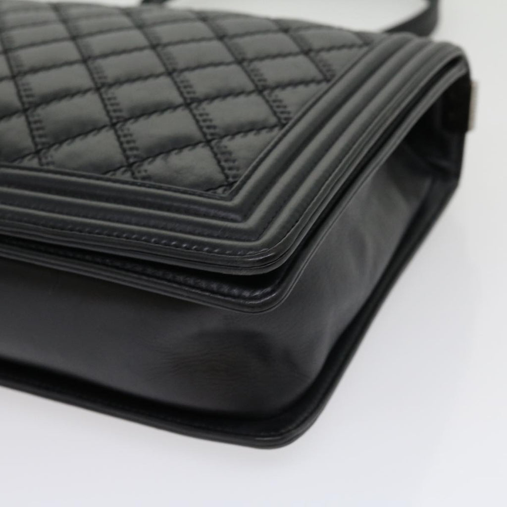 CHANEL Big Matelasse Boy  Chain Shoulder Bag Lamb Skin Black  30943A