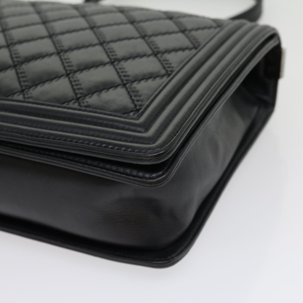 CHANEL Big Matelasse Boy  Chain Shoulder Bag Lamb Skin Black  30943A