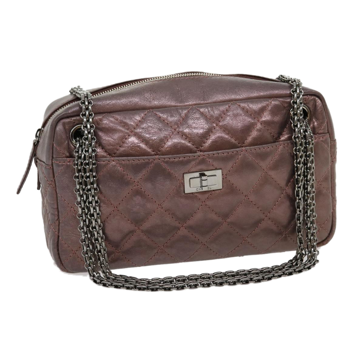 CHANEL Matelasse Chain Shoulder Bag Lamb Skin Purple CC  30949A