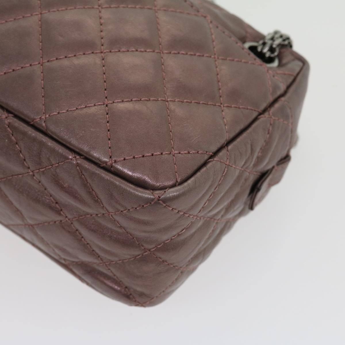 CHANEL Matelasse Chain Shoulder Bag Lamb Skin Purple CC  30949A