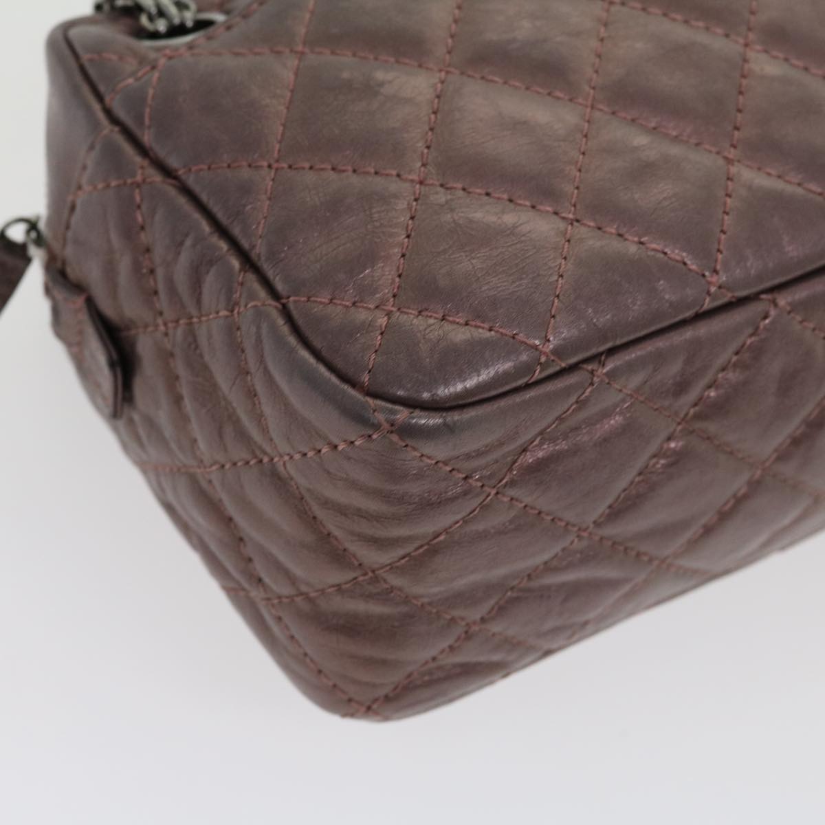 CHANEL Matelasse Chain Shoulder Bag Lamb Skin Purple CC  30949A
