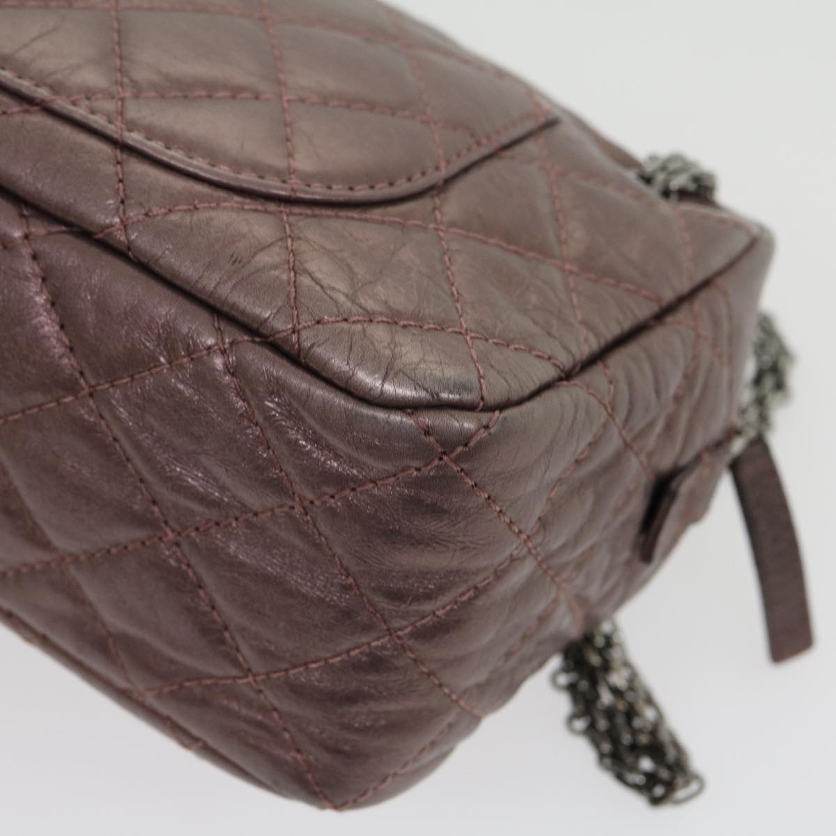 CHANEL Matelasse Chain Shoulder Bag Lamb Skin Purple CC  30949A