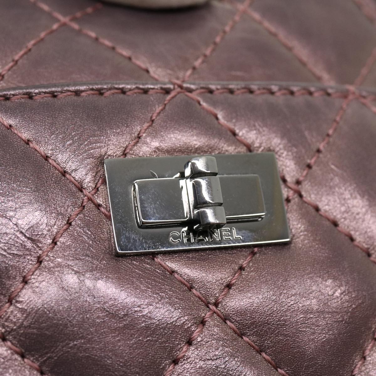 CHANEL Matelasse Chain Shoulder Bag Lamb Skin Purple CC  30949A