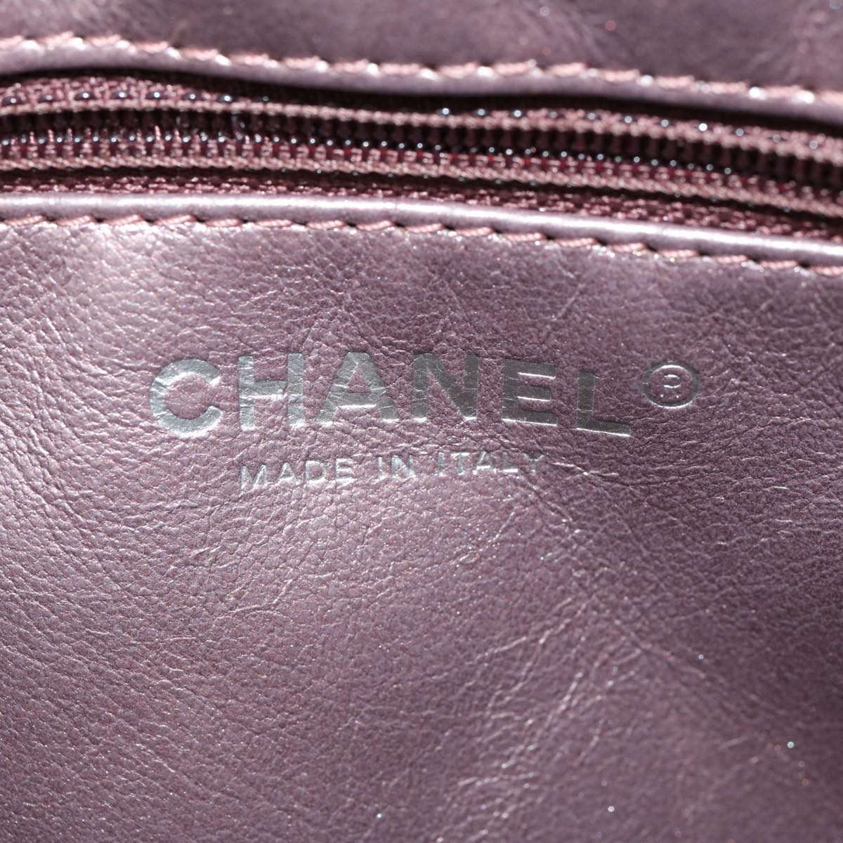 CHANEL Matelasse Chain Shoulder Bag Lamb Skin Purple CC  30949A