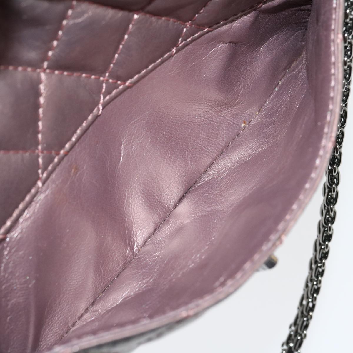 CHANEL Matelasse Chain Shoulder Bag Lamb Skin Purple CC Auth 30949A