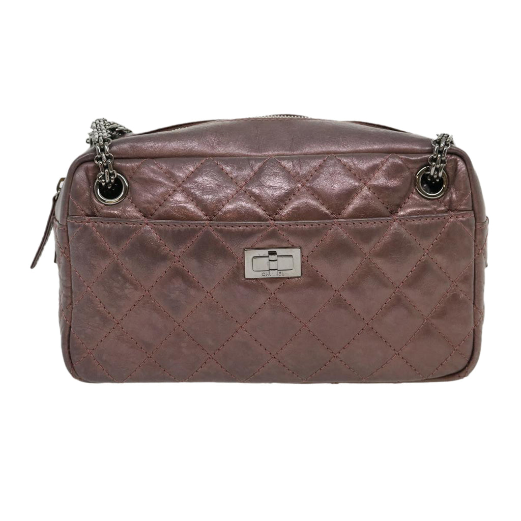 CHANEL Matelasse Chain Shoulder Bag Lamb Skin Purple CC  30949A