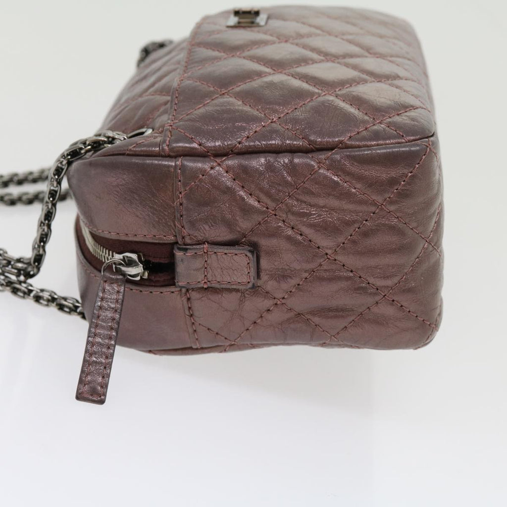 CHANEL Matelasse Chain Shoulder Bag Lamb Skin Purple CC  30949A