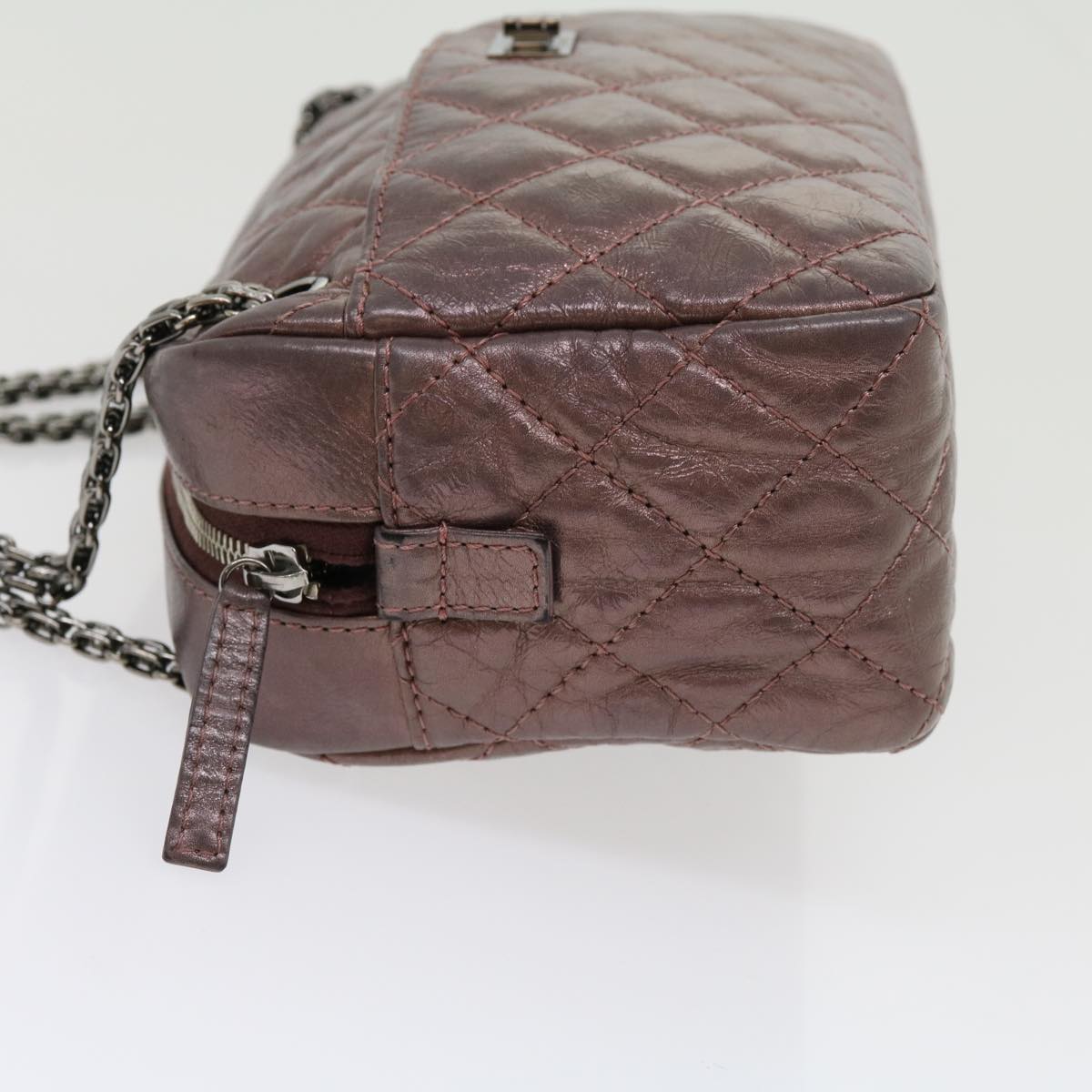 CHANEL Matelasse Chain Shoulder Bag Lamb Skin Purple CC  30949A
