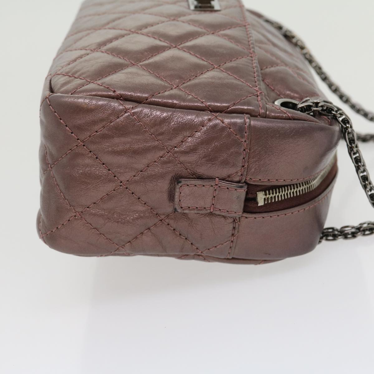 CHANEL Matelasse Chain Shoulder Bag Lamb Skin Purple CC  30949A