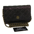 CHANEL Matrasse Chain Shoulder Bag Satin Purple CC  30950A