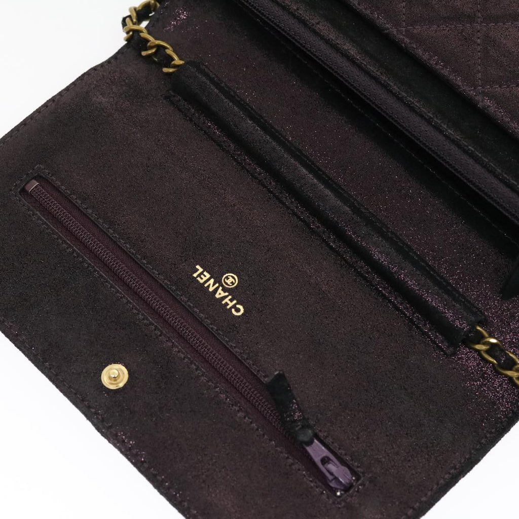 CHANEL Matrasse Chain Shoulder Bag Satin Purple CC  30950A