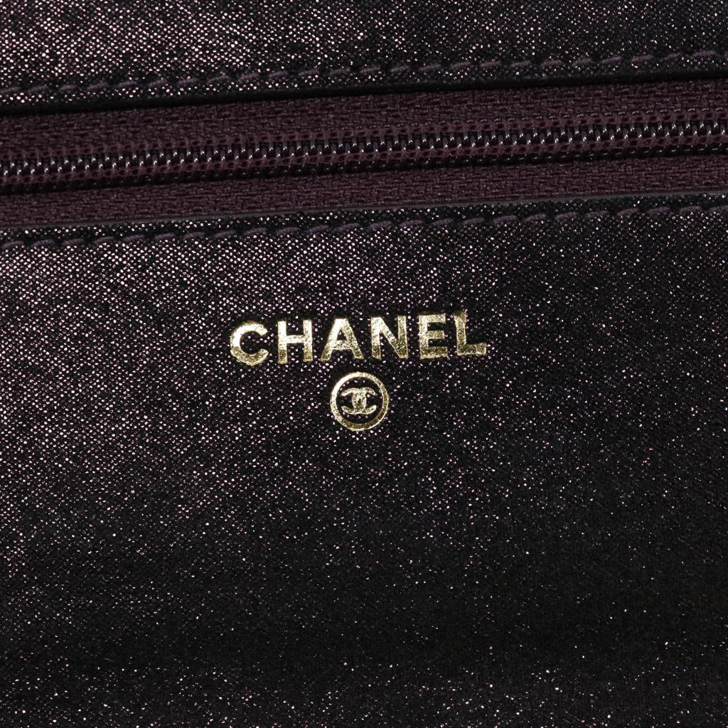 CHANEL Matrasse Chain Shoulder Bag Satin Purple CC Auth 30950A