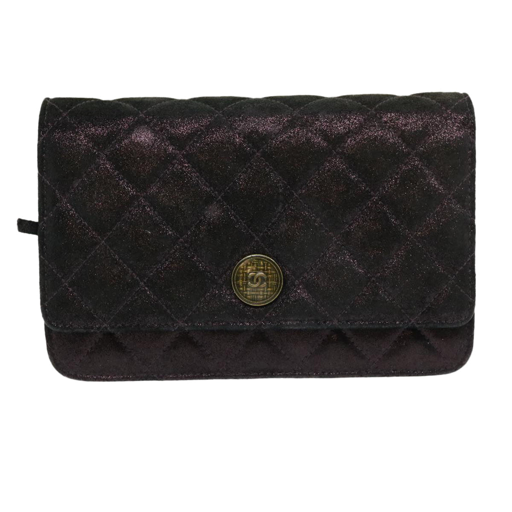 CHANEL Matrasse Chain Shoulder Bag Satin Purple CC  30950A