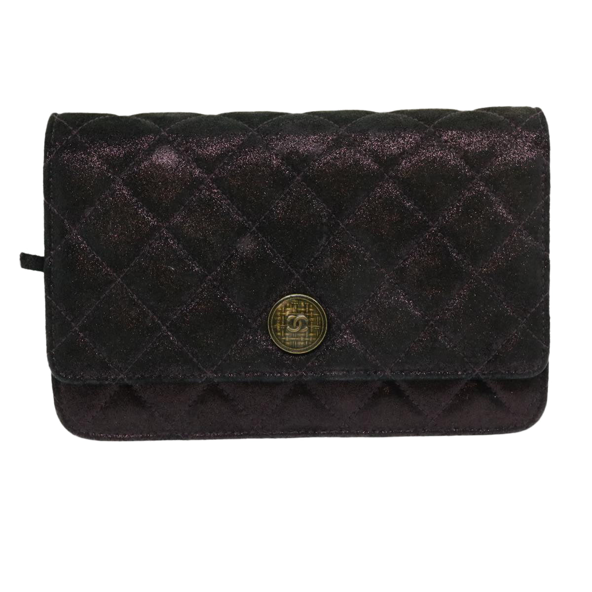 CHANEL Matrasse Chain Shoulder Bag Satin Purple CC  30950A