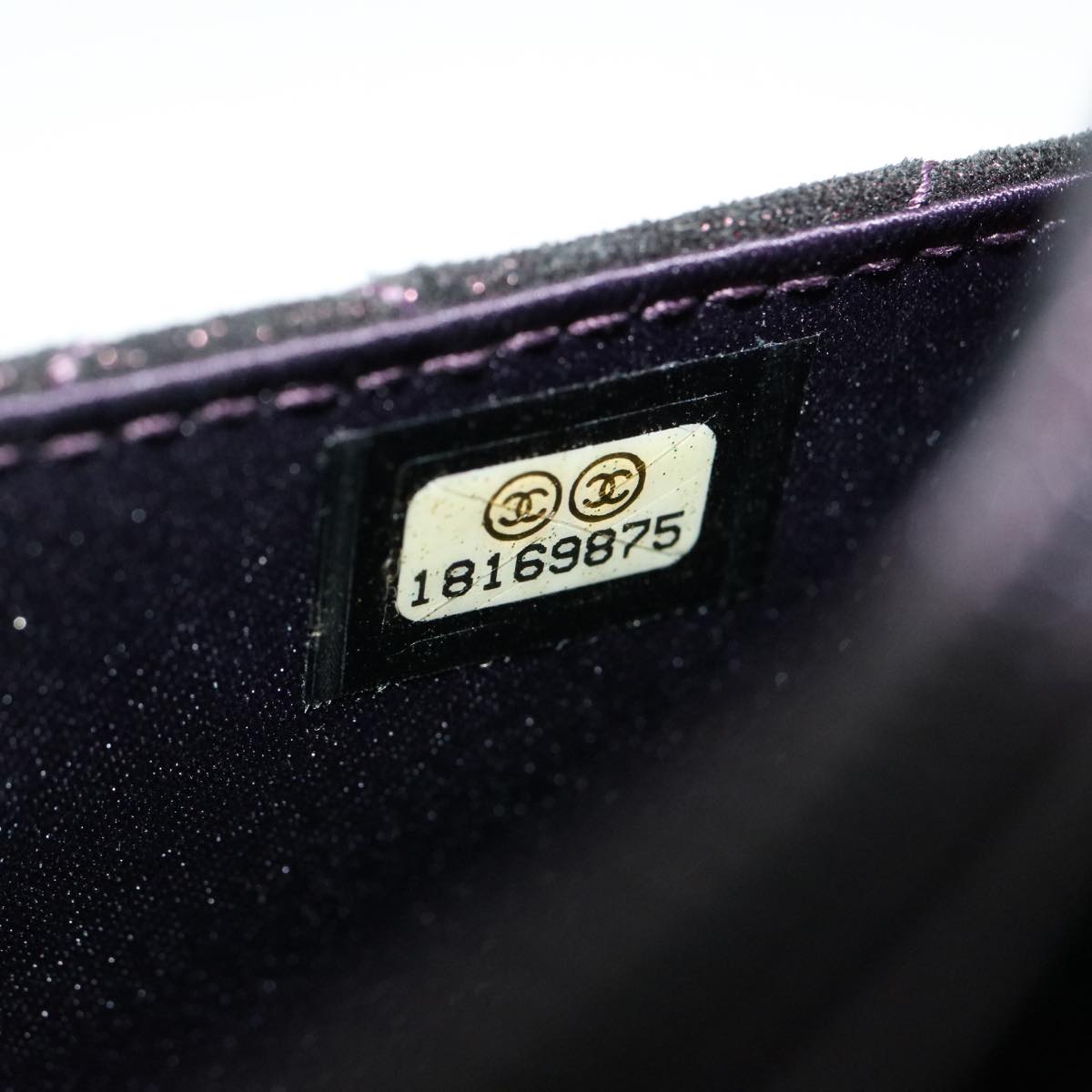 CHANEL Matrasse Chain Shoulder Bag Satin Purple CC  30950A