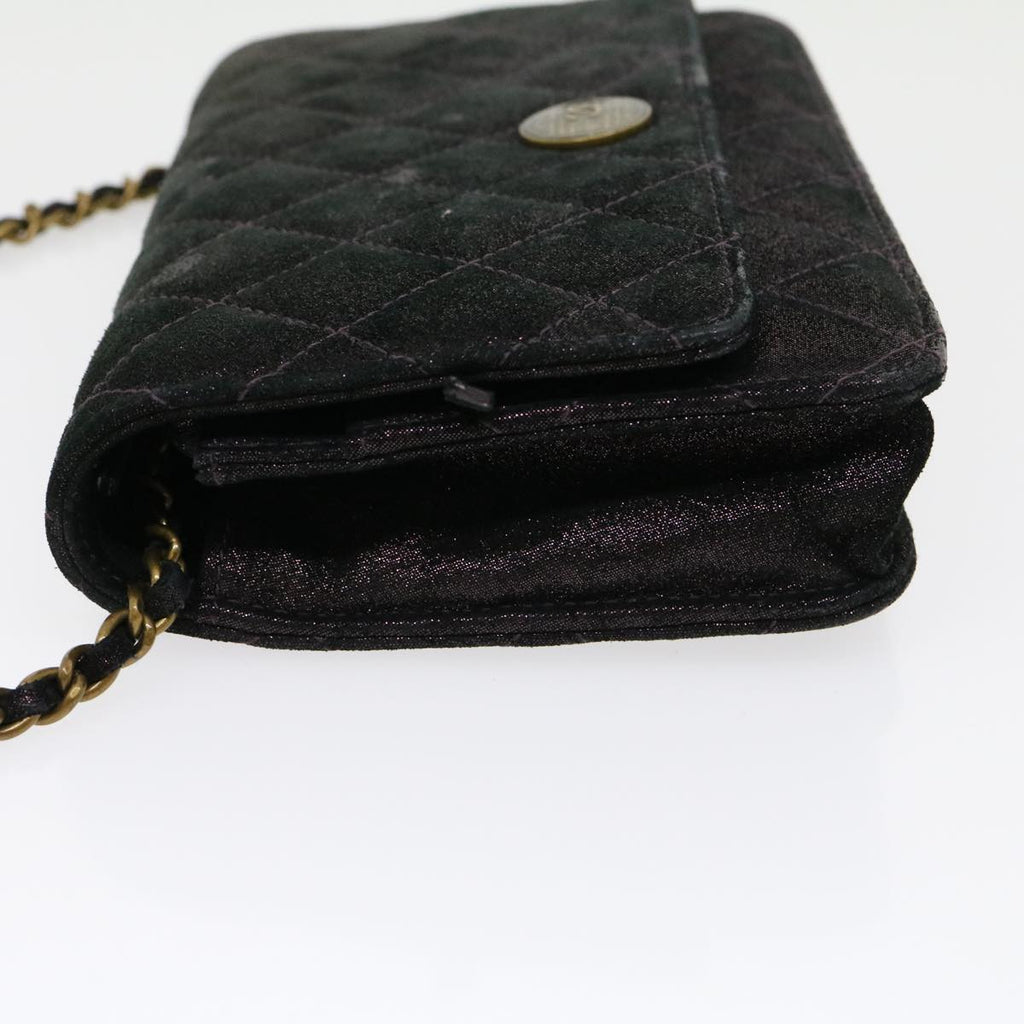 CHANEL Matrasse Chain Shoulder Bag Satin Purple CC Auth 30950A