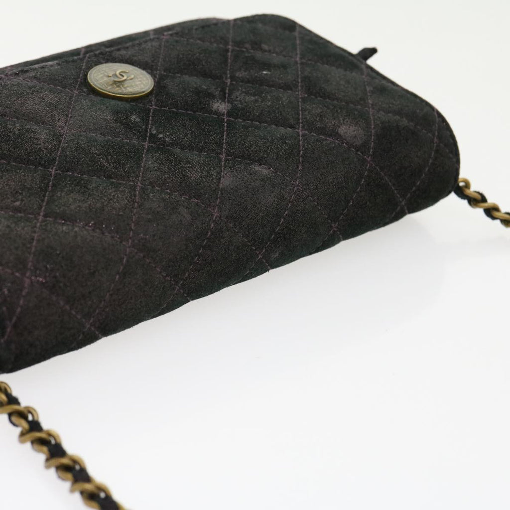 CHANEL Matrasse Chain Shoulder Bag Satin Purple CC  30950A