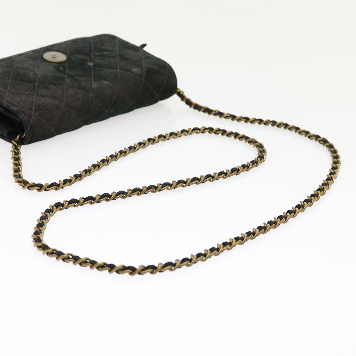 CHANEL Matrasse Chain Shoulder Bag Satin Purple CC  30950A
