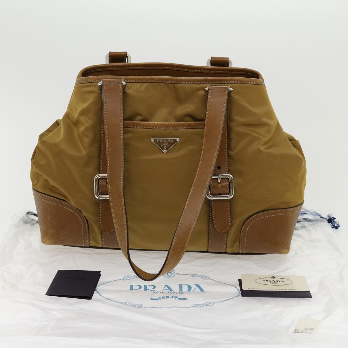 PRADA Shoulder Bag Nylon Khaki  30980