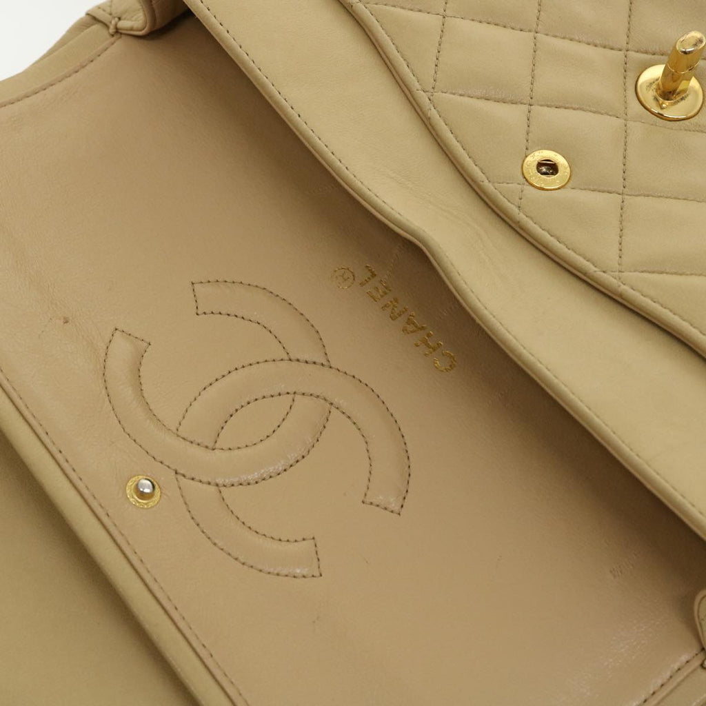 CHANEL Classic Matelasse 25 Chain Flap Shoulder Bag Lamb Skin Beige  31229A