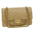 CHANEL Classic Matelasse 25 Chain Flap Shoulder Bag Lamb Skin Beige  31229A