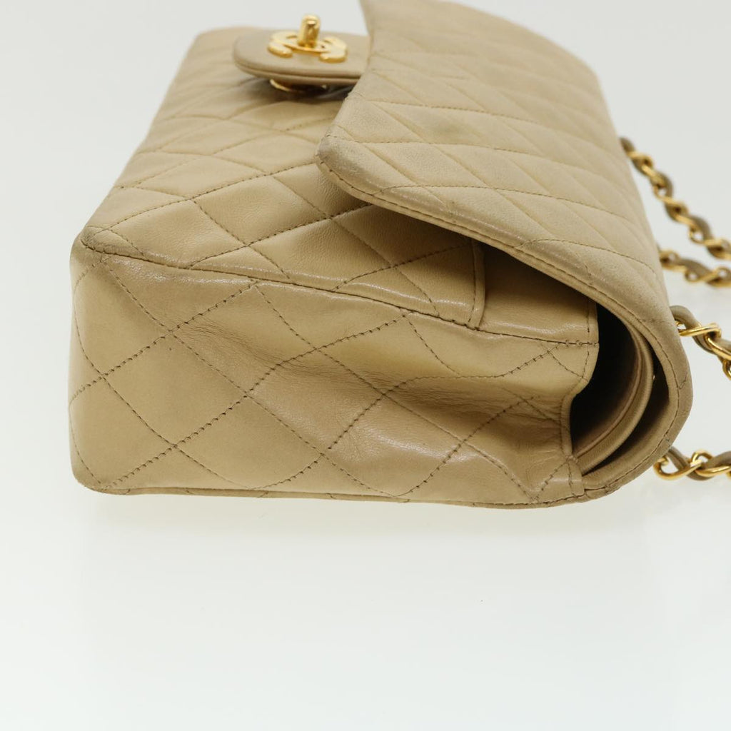 CHANEL Classic Matelasse 25 Chain Flap Shoulder Bag Lamb Skin Beige  31229A