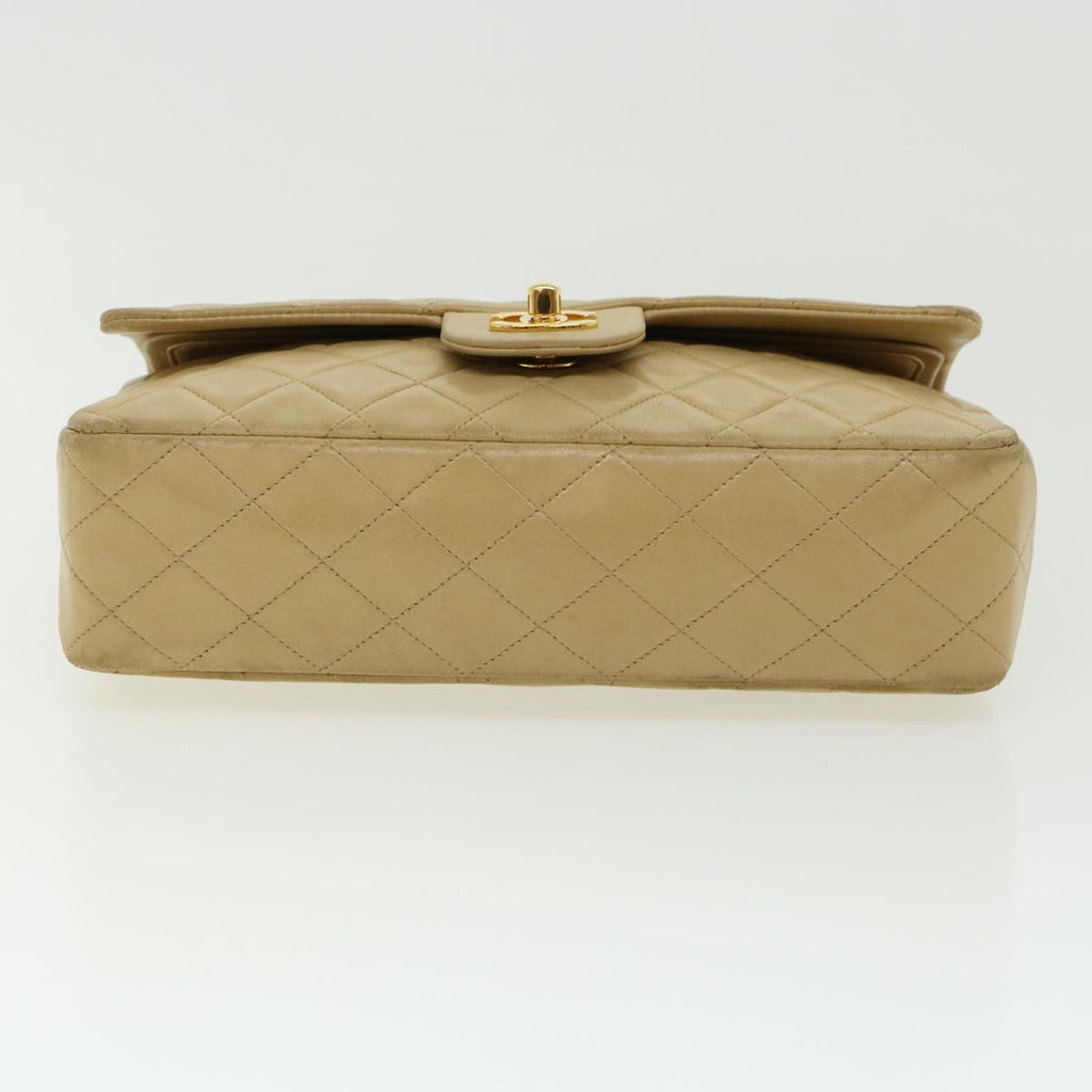CHANEL Classic Matelasse 25 Chain Flap Shoulder Bag Lamb Skin Beige  31229A