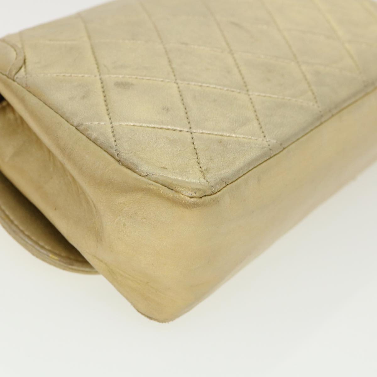 CHANEL Matelasse Turn Lock Chain Shoulder Bag Lamb Skin Gold CC  31382A