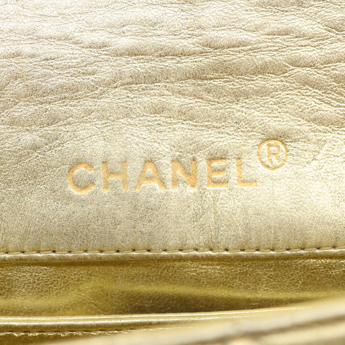 CHANEL Matelasse Turn Lock Chain Shoulder Bag Lamb Skin Gold CC  31382A