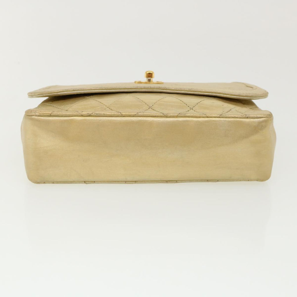 CHANEL Matelasse Turn Lock Chain Shoulder Bag Lamb Skin Gold CC  31382A
