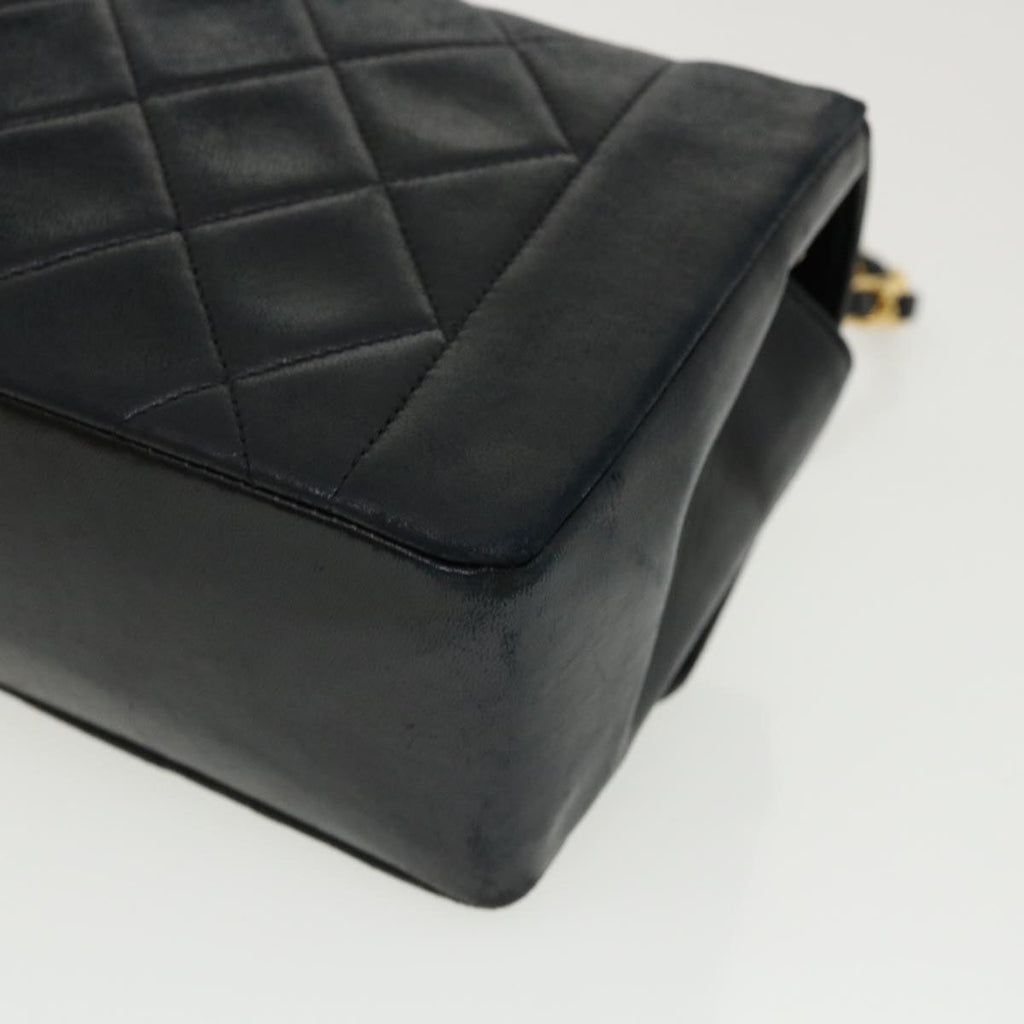 CHANEL Diana Matelasse Shoulder Bag Lamb Skin Black CC  31443