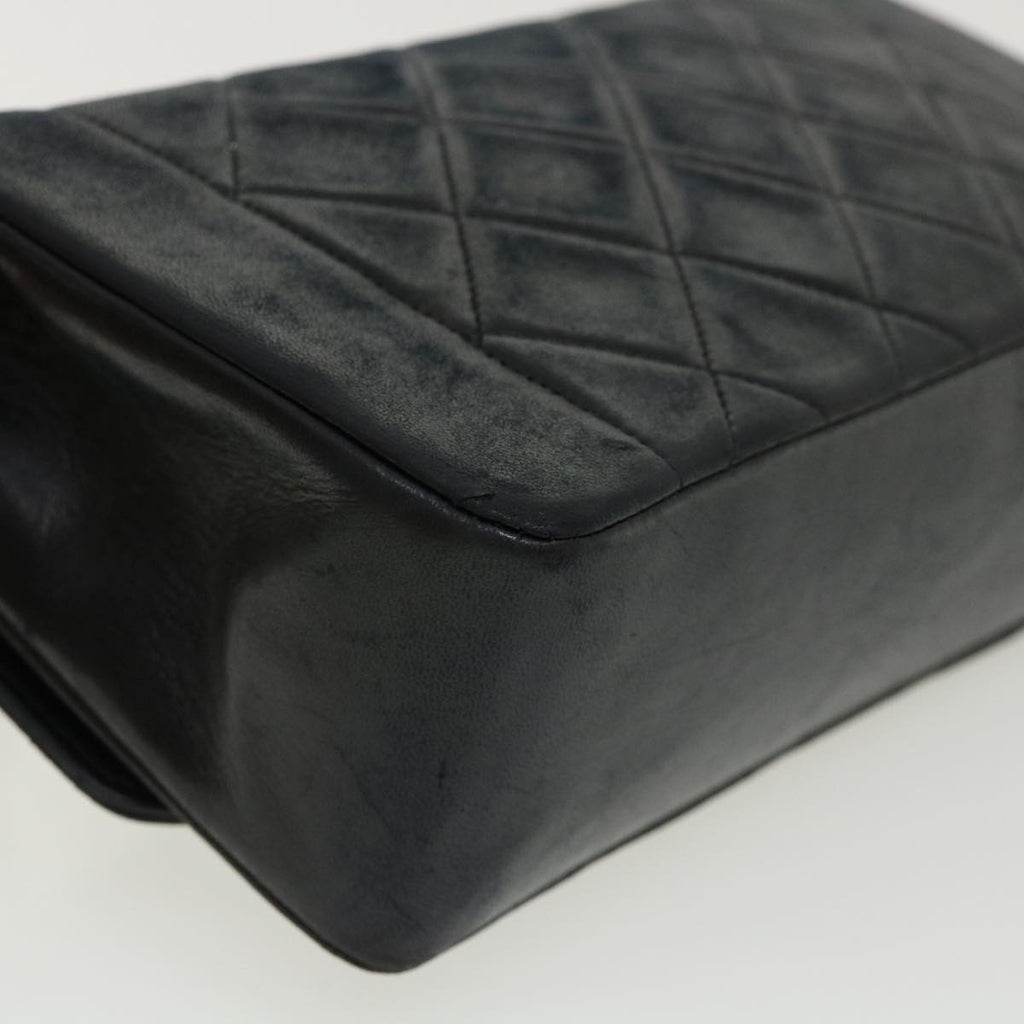 CHANEL Diana Matelasse Shoulder Bag Lamb Skin Black CC  31443