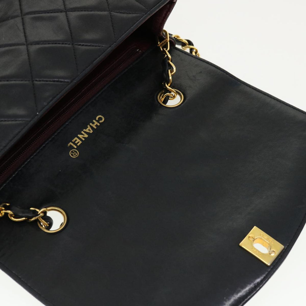 CHANEL Diana Matelasse Shoulder Bag Lamb Skin Black CC  31443