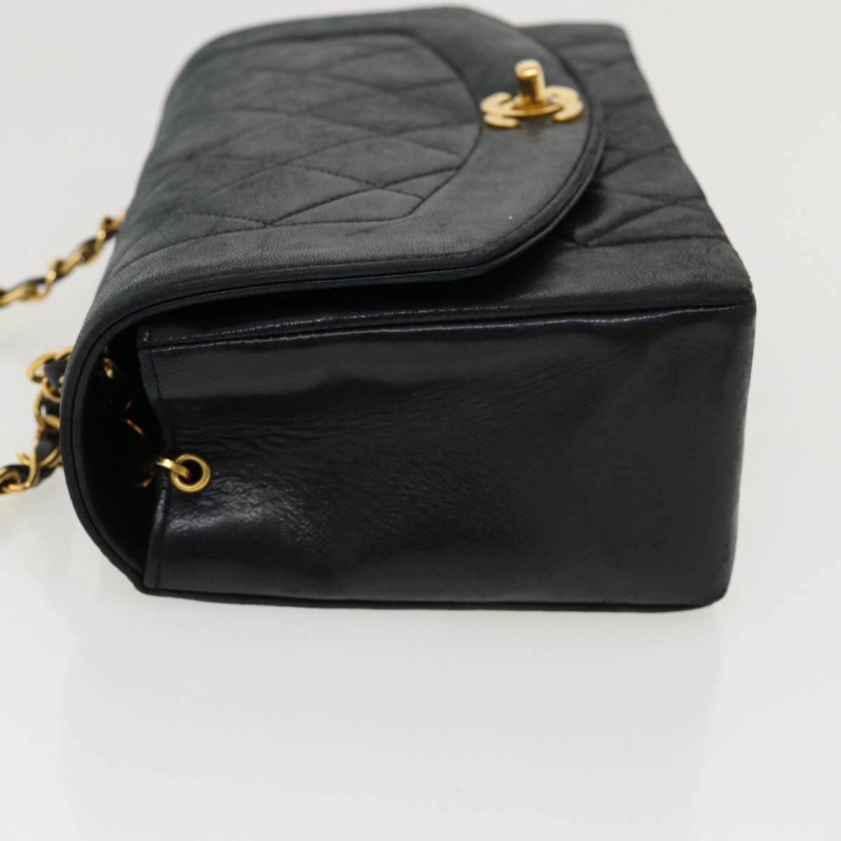 CHANEL Diana Matelasse Shoulder Bag Lamb Skin Black CC  31443