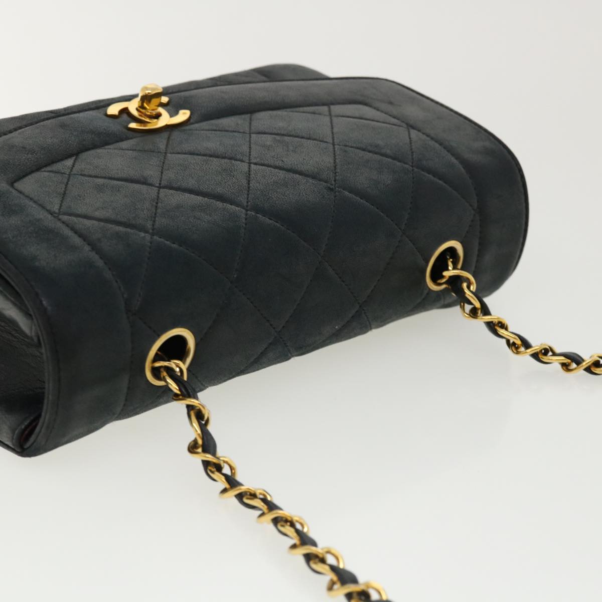 CHANEL Diana Matelasse Shoulder Bag Lamb Skin Black CC  31443