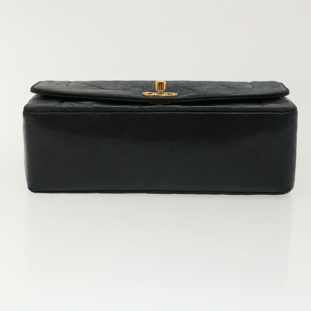 CHANEL Diana Matelasse Shoulder Bag Lamb Skin Black CC  31443