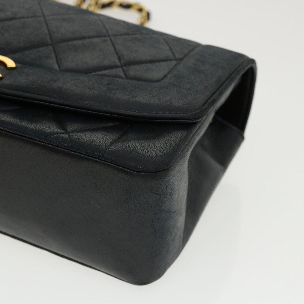CHANEL Diana Matelasse Shoulder Bag Lamb Skin Black CC  31443