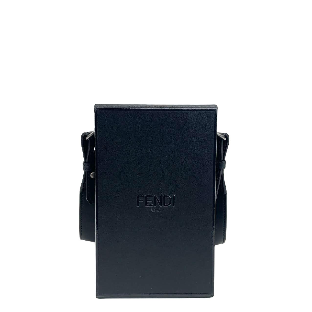 FENDI Vertical Box  Leather Bag Black