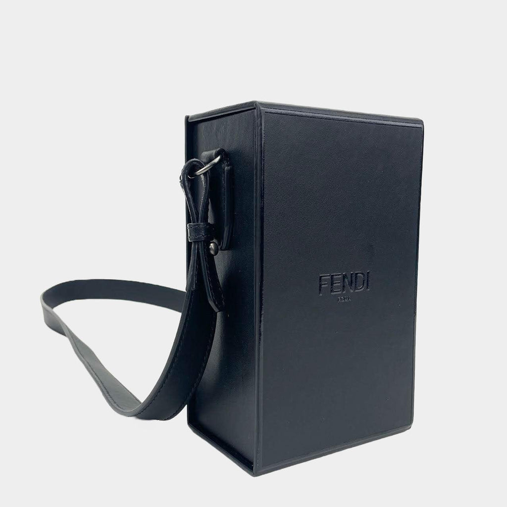 FENDI Vertical Box  Leather Bag Black