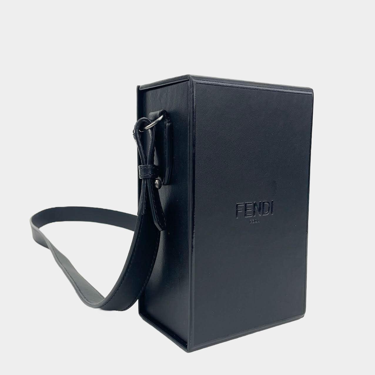 FENDI Vertical Box  Leather Bag Black