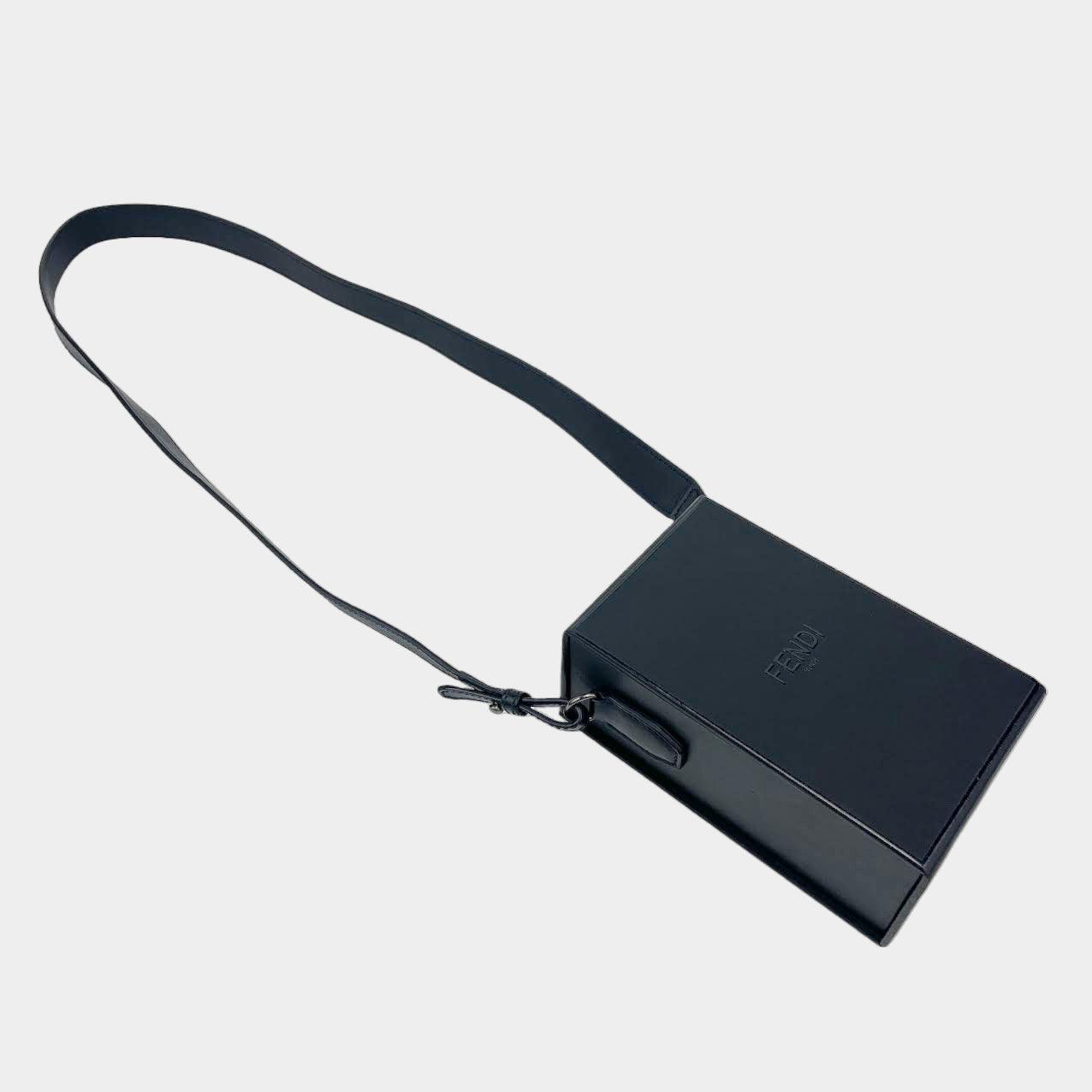 FENDI Vertical Box  Leather Bag Black