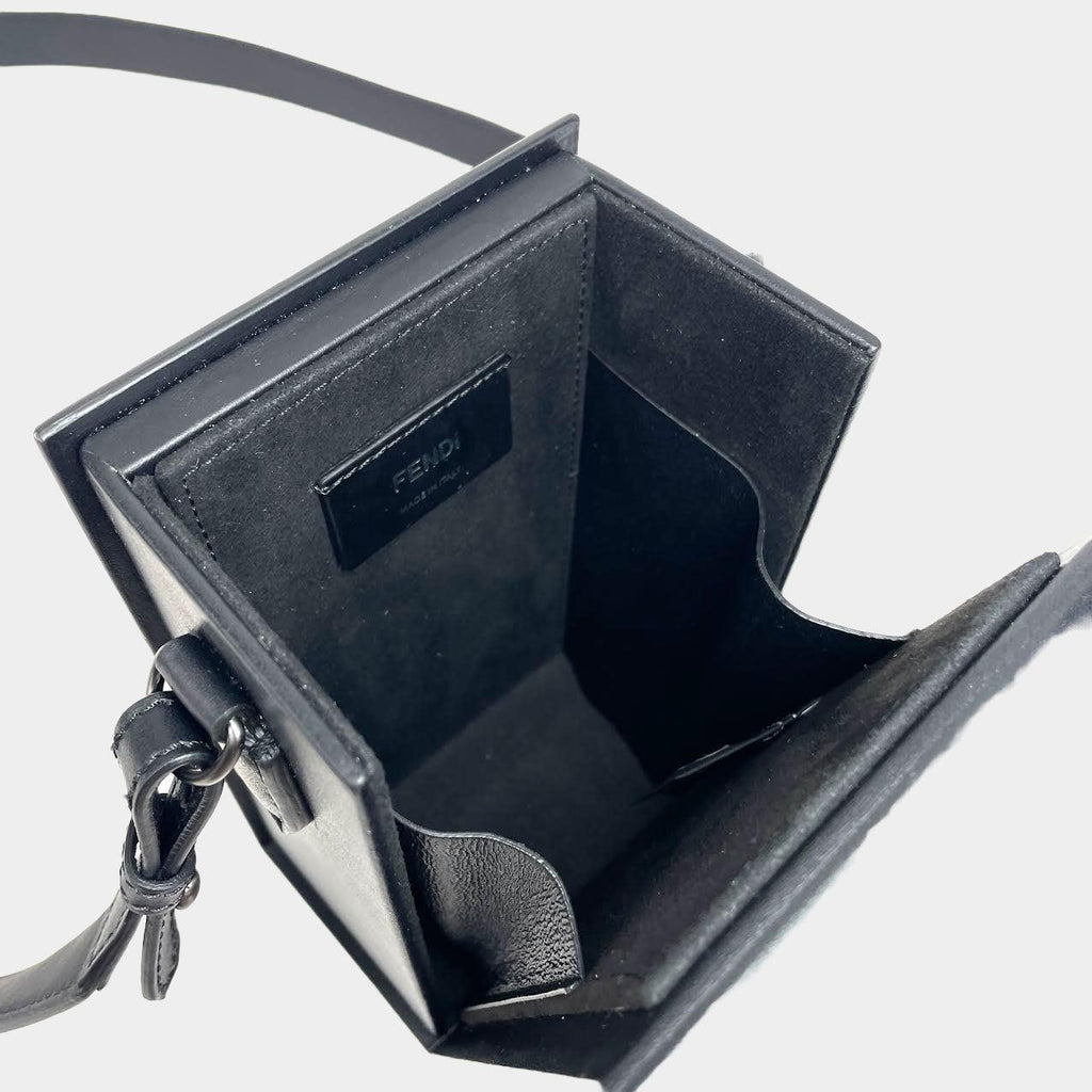FENDI Vertical Box  Leather Bag Black