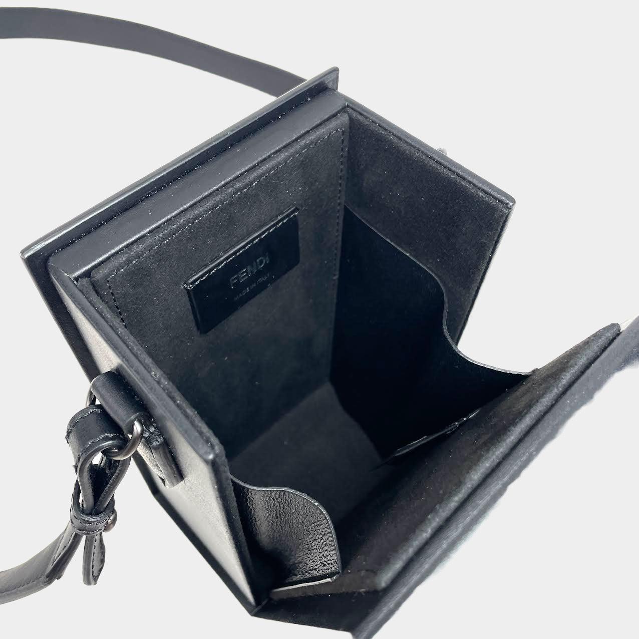 FENDI Vertical Box  Leather Bag Black