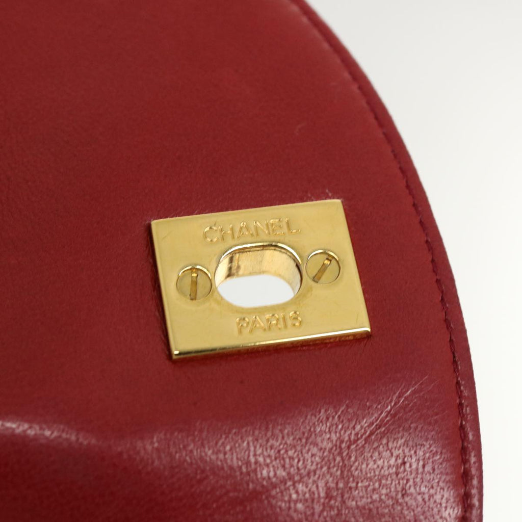 CHANEL Matelasse Chain Hand Bag Lamb Skin Red CC  31892A