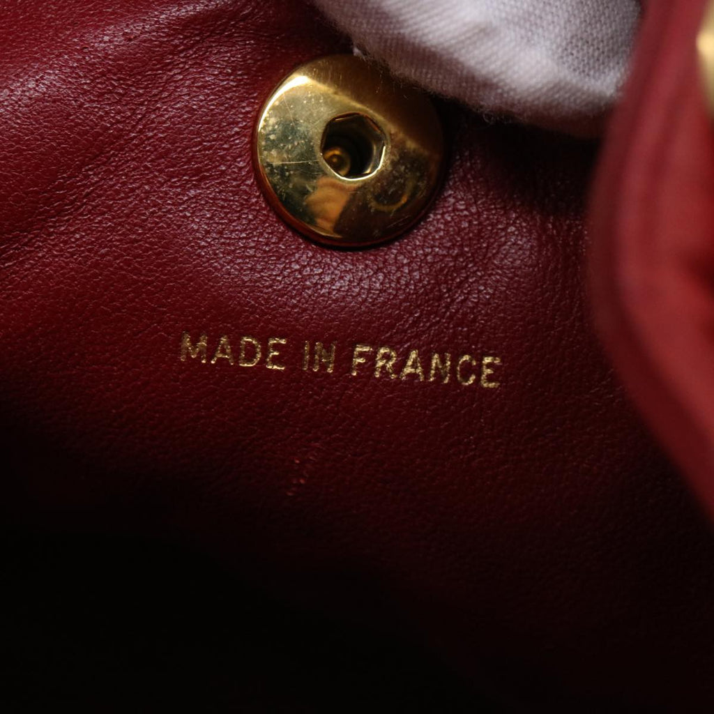 CHANEL Matelasse Chain Hand Bag Lamb Skin Red CC Auth 31892A