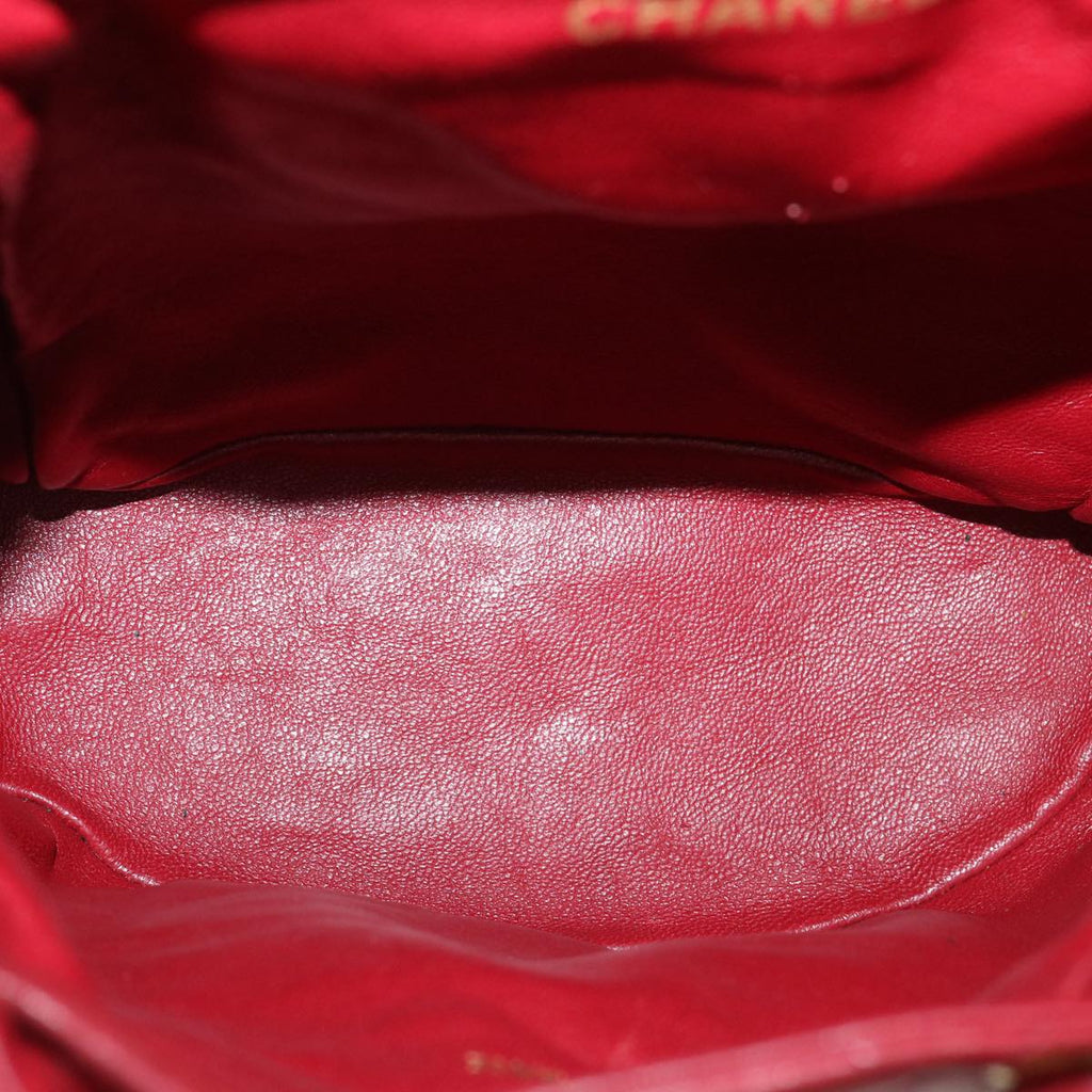 CHANEL Matelasse Chain Hand Bag Lamb Skin Red CC  31892A