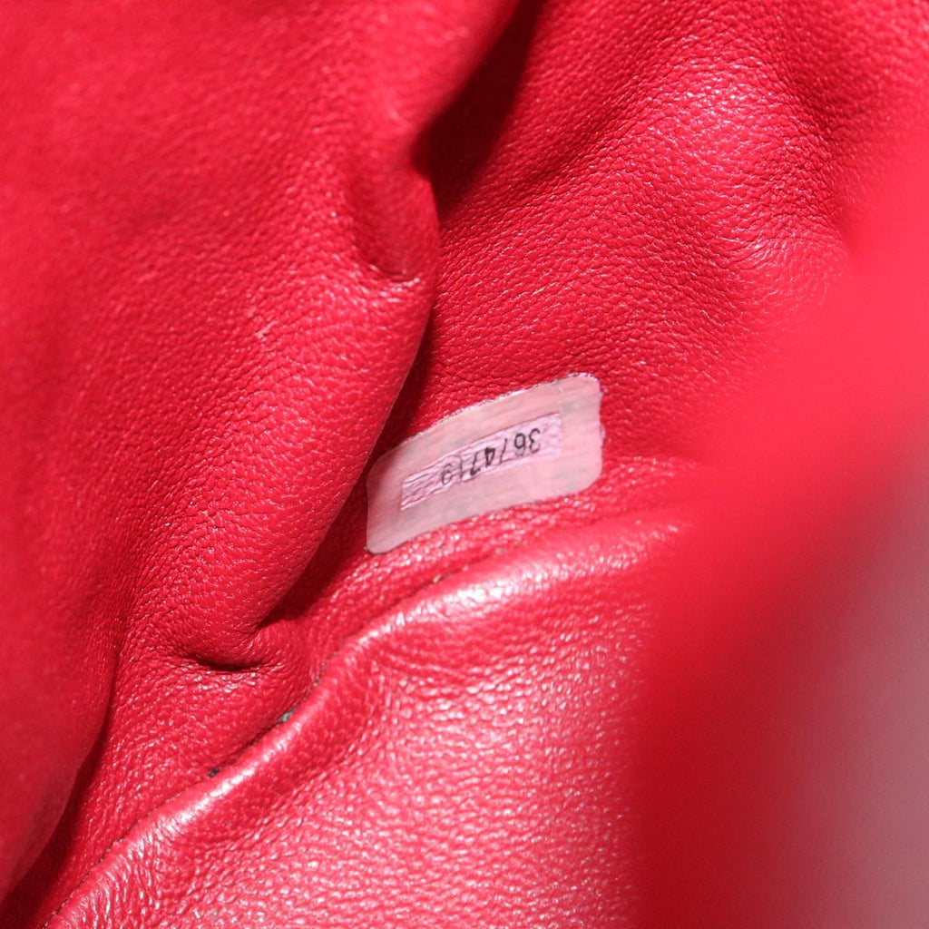 CHANEL Matelasse Chain Hand Bag Lamb Skin Red CC  31892A