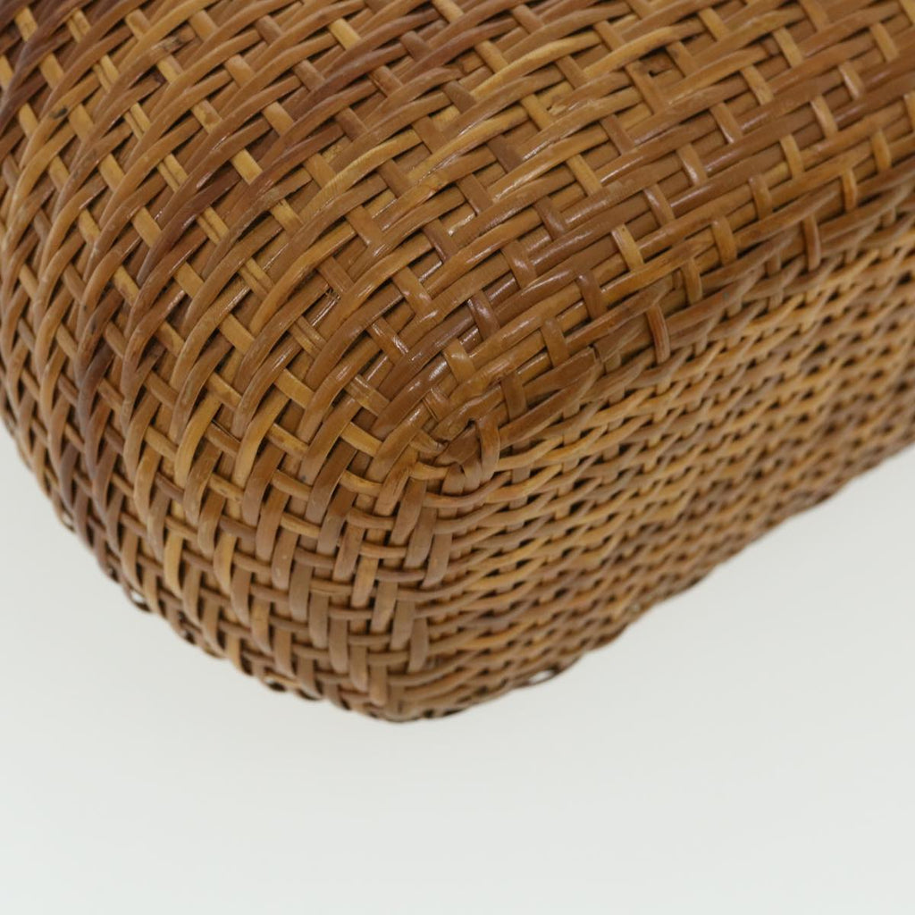 CHANEL Basket Chain Shoulder Bag Leather rattan Brown CC  31896A